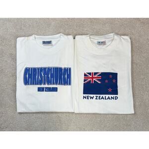 Vintage Deadstock New Zealand Graphic T-Shirts Flag Christchurch Size XL
